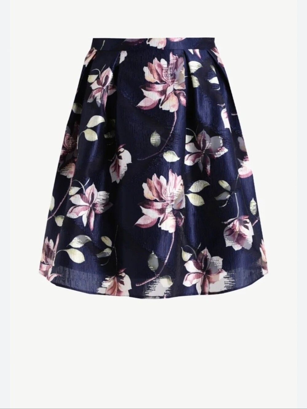 Chi Chi London Navy Floral Pleated A-Line Skirt Size UK8